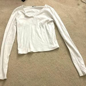womens white button long sleeve top